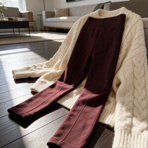 Spanx Faux Suede Leggings in Burgundy XS